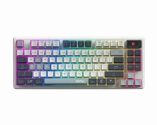 Teclado Msi Forge Gk600 Tkl Wireless, Inalambrico, Usb/bluetooth, Mecanico, Led Rgb, Ingles, Azul/blanco